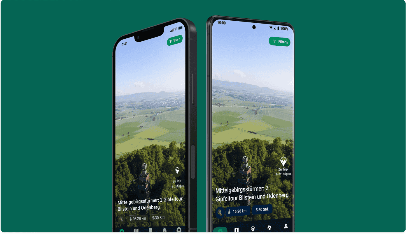 Triphunt iOS and Android App in a phone mockup